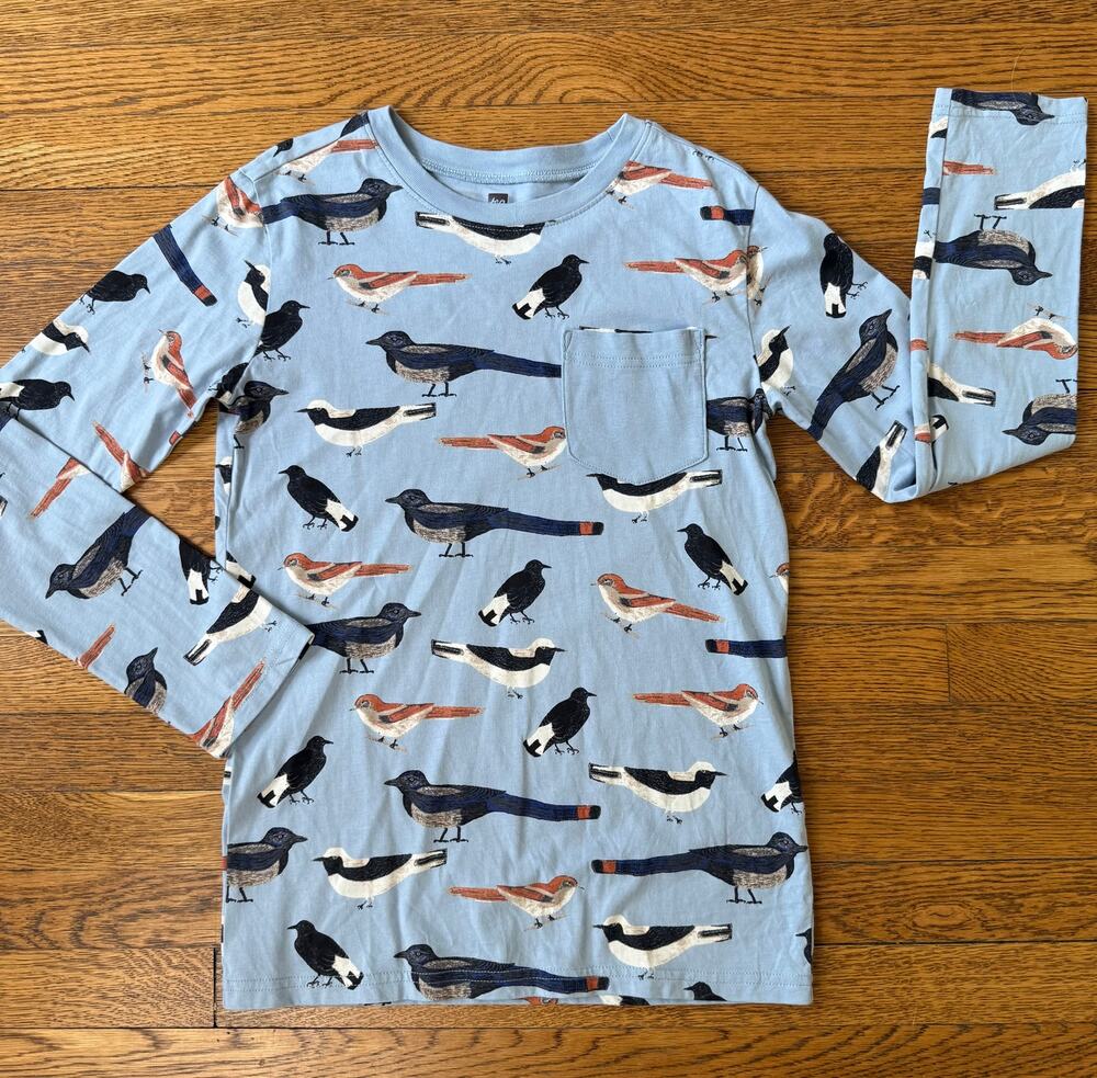 Tea Collection Boys' Birds Long Sleeve Shirt Size 12
